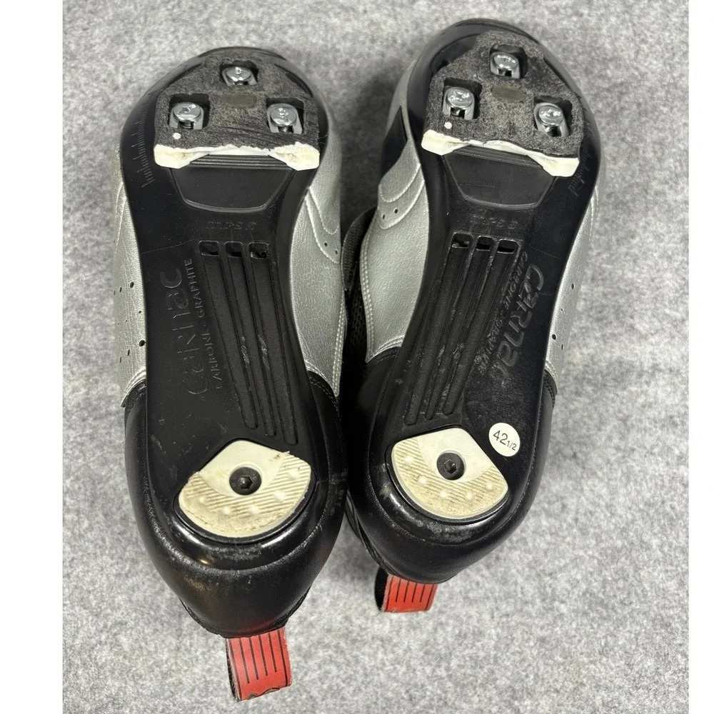 Carnac TRS8X Cycling Shoes 42.5 Silver Black Red Carbon‎ Graphite Sole